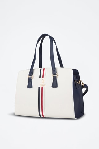 Bolso - Blanco, dorado y rojo
