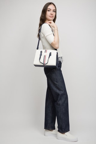 Bolso - Blanco, dorado y rojo
