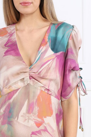 Vestido largo - Twinset - Beige, azul, naranja y rosa