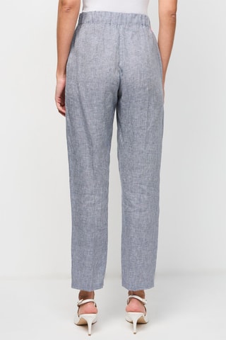 Pantalón recto de lino - Twinset - Blanco y negro