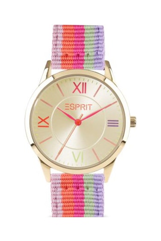 Montre à quartz en nylon - Fuchsia et orange