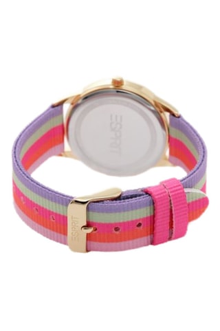 Montre à quartz en nylon - Fuchsia et orange
