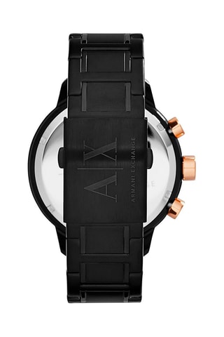 Orologio al quarzo in acciaio - Nero e dorato rosa - Cronografo