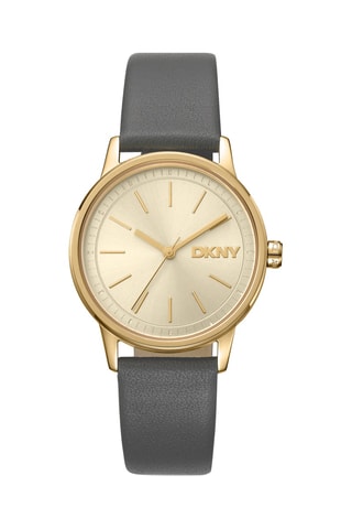 Montre à quartz en cuir - Gris et doré