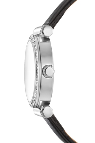 Montre à quartz en cuir - Noir et argenté