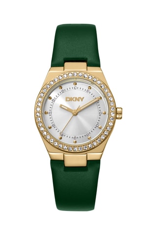 Montre à quartz en cuir - Vert et doré