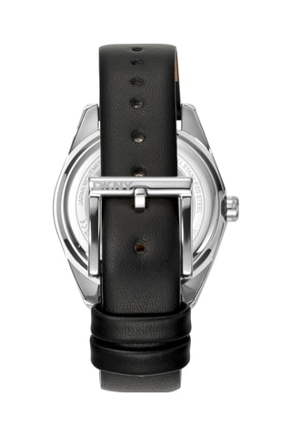 Montre à quartz en cuir - Noir et argenté