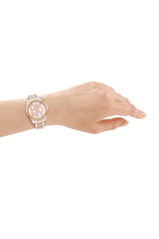 Montre à quartz en acier - Argenté et doré rose