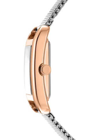 Montre à quartz en acier - Argenté et doré rose