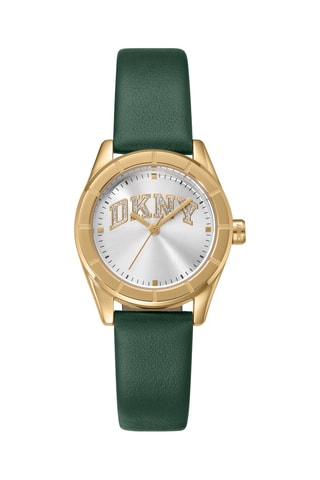 Montre à quartz en cuir - Vert et doré