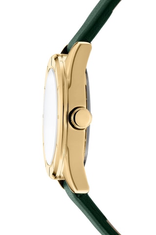 Montre à quartz en cuir - Vert et doré