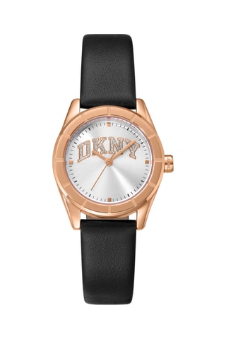 Montre à quartz en cuir - Noir et doré rose