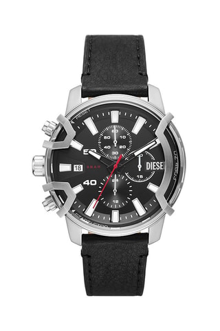 Orologio al quarzo in pelle - Cronografo - Nero e argentato