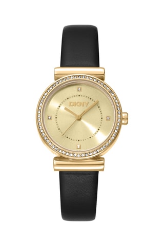 Montre à quartz en cuir - Noir et doré