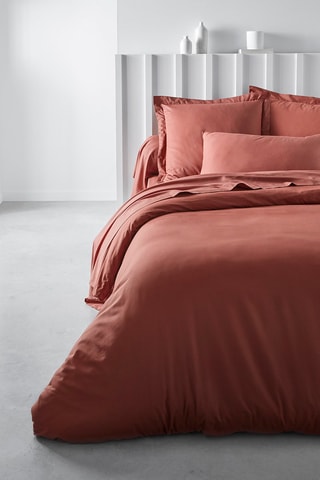Lenzuolo sotto in cotone 57 fili/cm² Essential - Terracotta - Angolo 23 cm