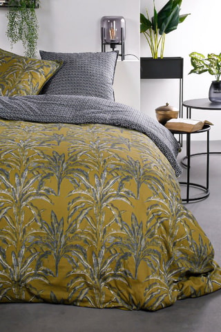 Parure copripiumino in cotone Sunshine - Senape e grigio