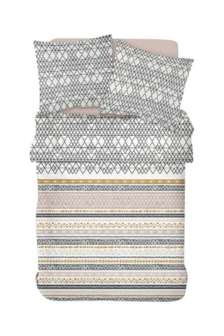 Parure copripiumino in cotone 57 fili/cm² Sunshine - Bianco e cammello