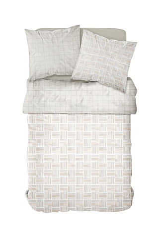 Parure copripiumino in cotone 57 fili/cm² Mawira 2.07 - Ecrù e grigio