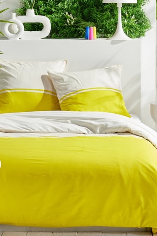 Parure copripiumino in cotone 57 fili/cm² Summer - Giallo e bianco