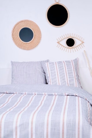 Parure copripiumino in cotone 57 fili/cm² - Bianco e grigio
