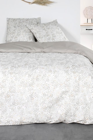 Parure copripiumino in cotone 57 fili/cm² Sunshine - Bianco e grigio