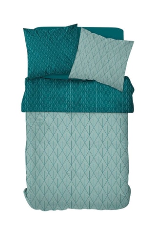 Parure copripiumino in cotone 57 fili/cm² Sunshine 6.40 - Verde acqua e blu