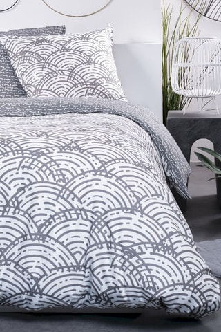 Parure copripiumino in cotone 57 fili/cm²  Sunshine - Bianco e grigio