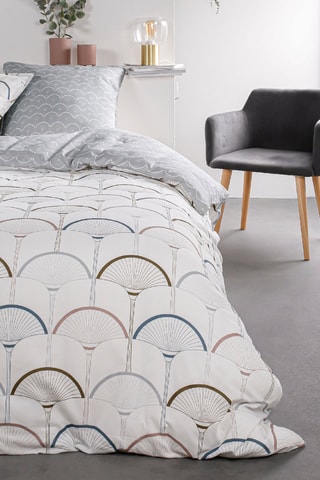 Parure copripiumino in cotone 57 fili/cm² Sunshine 6.23 - Ecrù e grigio