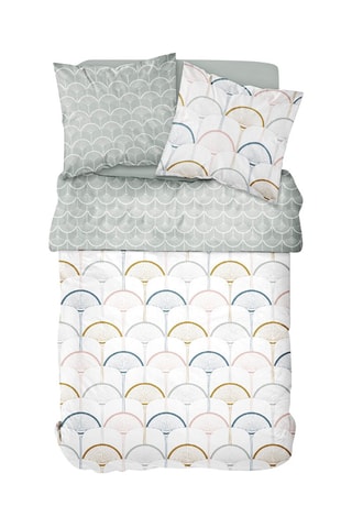 Parure copripiumino in cotone 57 fili/cm² Sunshine 6.23 - Ecrù e grigio