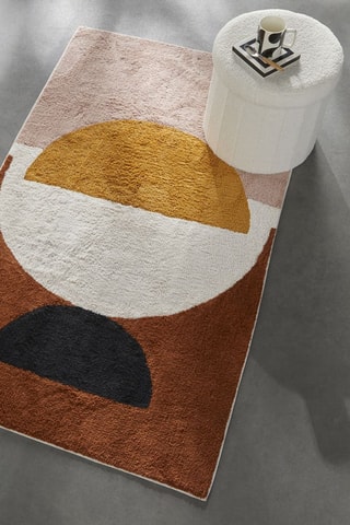 Tappeto Retro mood - Ecrù e marrone - 90 x 160 cm