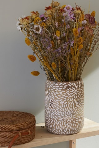 Vaso - 15 x 15 x 20 cm - Beige e bianco