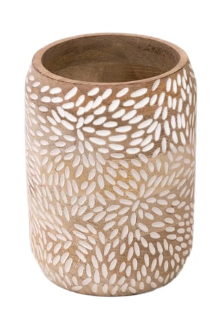 Vaso - 15 x 15 x 20 cm - Beige e bianco