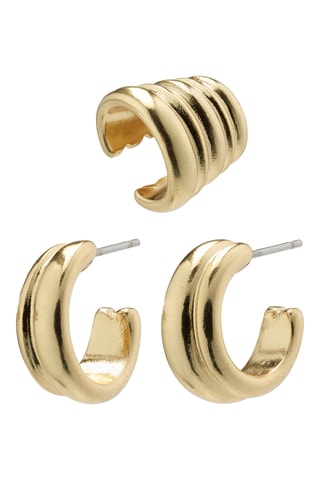 Argolas e earcuff Nadya - Banhado a ouro amarelo