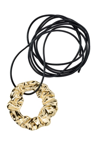 Colar - Couro e banhado a ouro amarelo