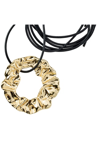 Colar - Couro e banhado a ouro amarelo