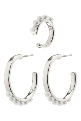 Argolas e earcuff Energetic - Banhado prata