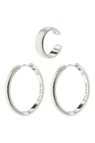 2 brincos e earcuff Xena - Banhado prata