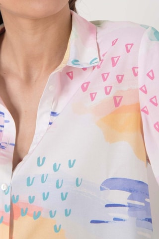 Camisa - Blanco, azul y rosa