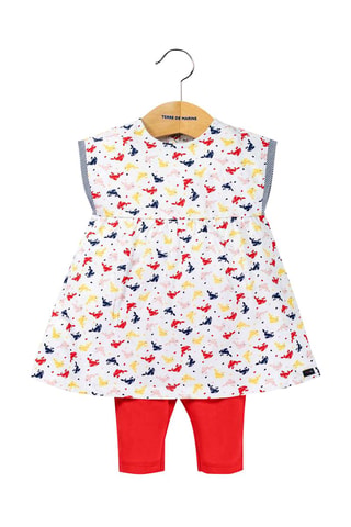 Vestido y leggings Roubla - Blanco, azul y amarillo