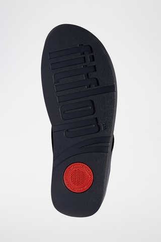 Tongs compensées en cuir Fino - Bleu marine