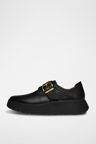 Richelieus plateformes en cuir - Noir