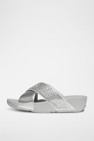 Mules à talons compensées en cuir Lulu - Argenté