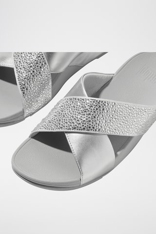 Mules à talons compensées en cuir Lulu - Argenté