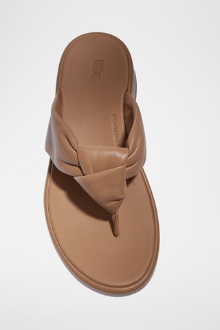 Tongs compensées en cuir - Marron