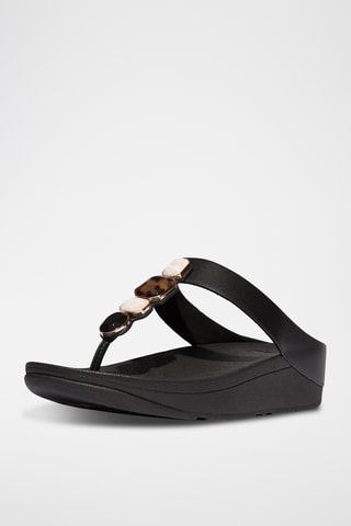 Tongs compensées en cuir - Noir