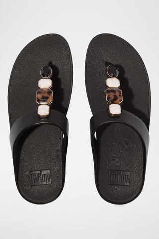 Tongs compensées en cuir - Noir