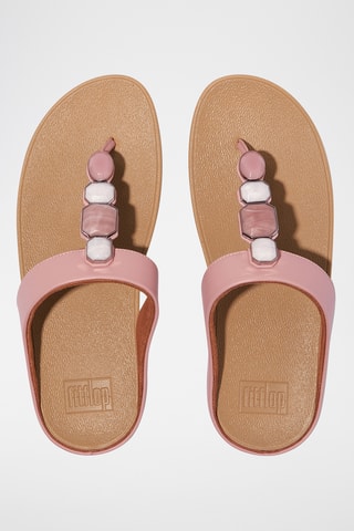 Tongs compensées en cuir - Beige