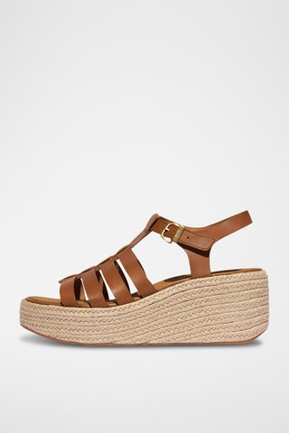 Sandales plateformes en cuir - Marron