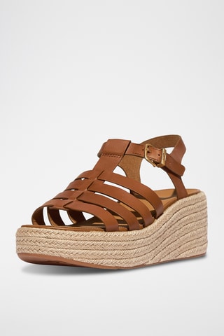 Sandales plateformes en cuir - Marron