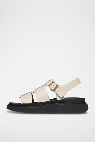 Sandales plateformes en cuir - Beige